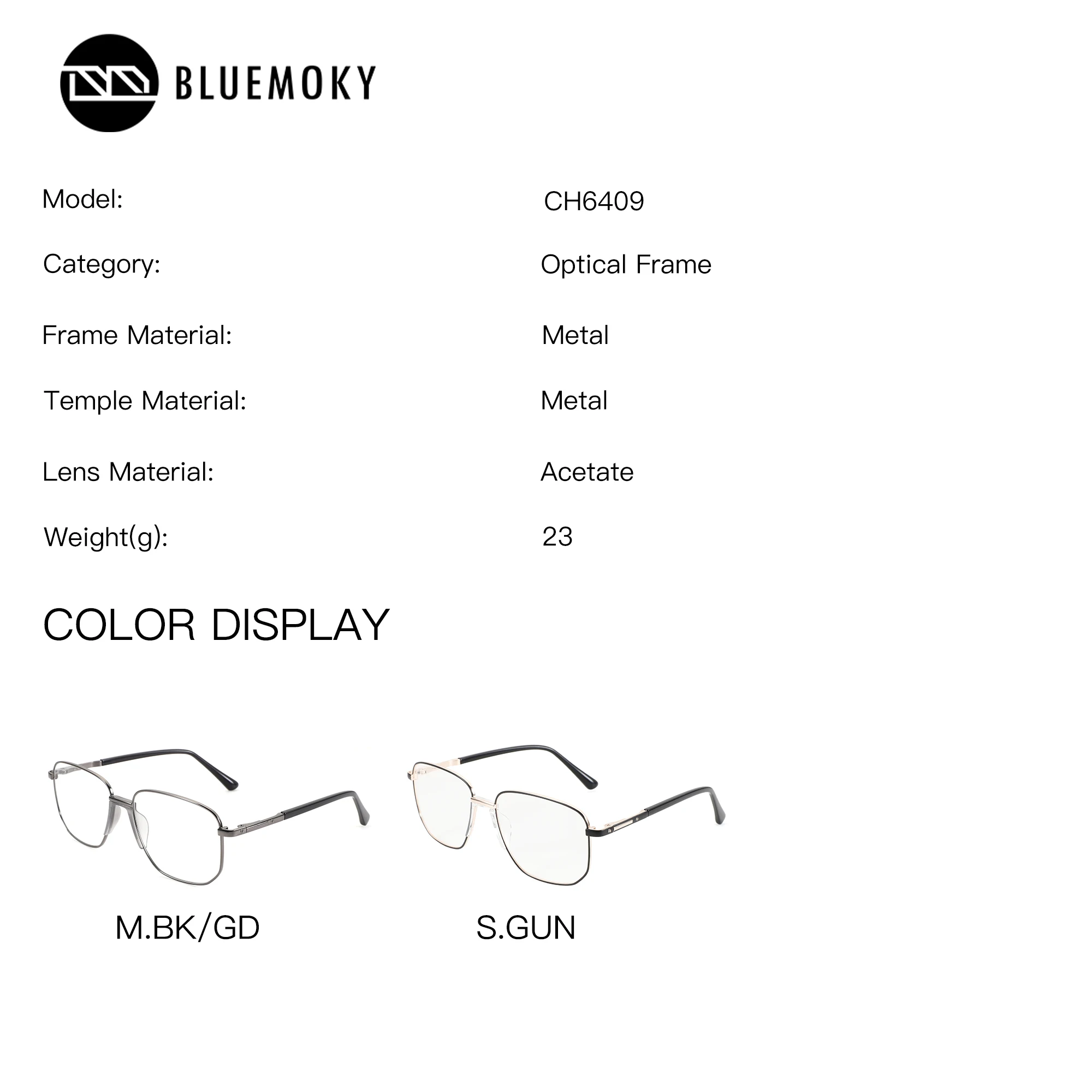 BLUEMOKY M Size Polygon Metal Prescription Glasses For Men Blue Light Progressive Corrective Eyeglasses Myopia Optical Lenses