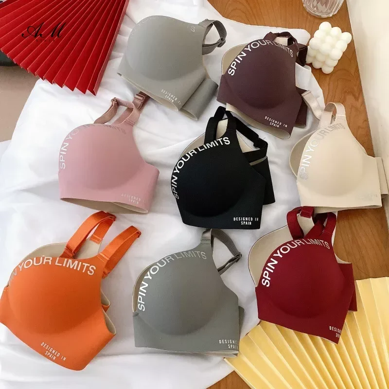Fashion Women Seamless Bra Sexy Push Up Bralette Underwear Wireless Female Adjusted-straps Lingerie Letter Pattern Bras image 3