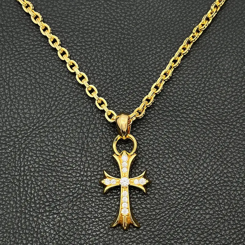 

Высококачественное колье с бриллиантовым крестом из стерлингового серебра 925 пробы для мужчин и женщин, европейские и американские подвески, классические мужские подвески