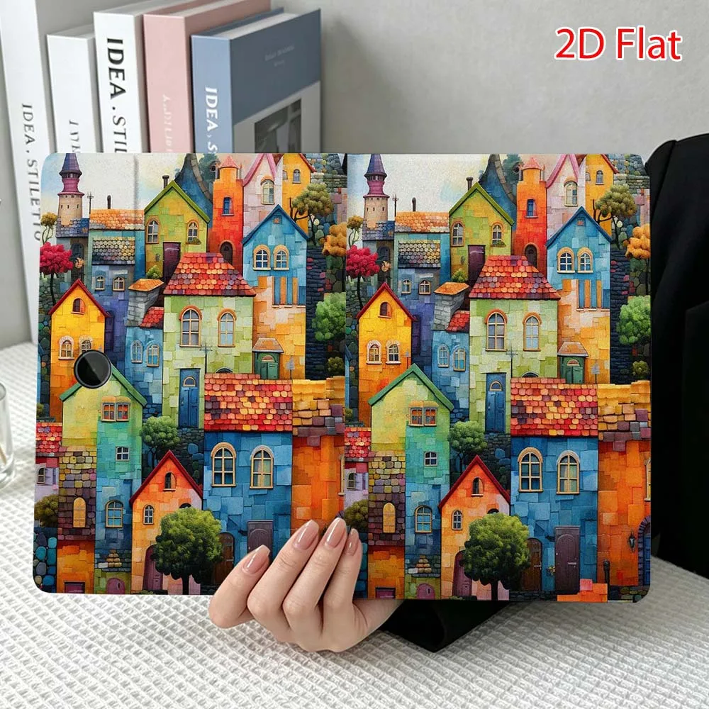 Artistic Little House For OPPO VIVO IQOO OnePlus Realme Pad 3 Pro 13 12.1 11.4 11 inch Pen Tray Tablet Case Soft