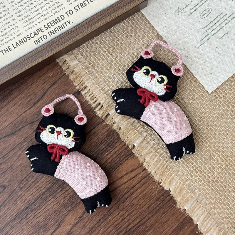 【1pair】cat fabric gift for girlfriend luxury-quality costume jewelry funny things brooch 	cutecore cute accessories y2k pin