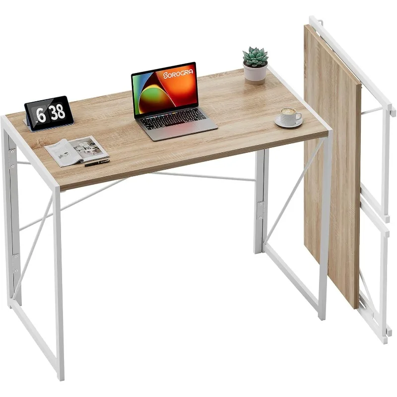 31.5 inch Folding No Assembly Required, Writing Computer Space Saving Foldable Table Simple Home Office Desk