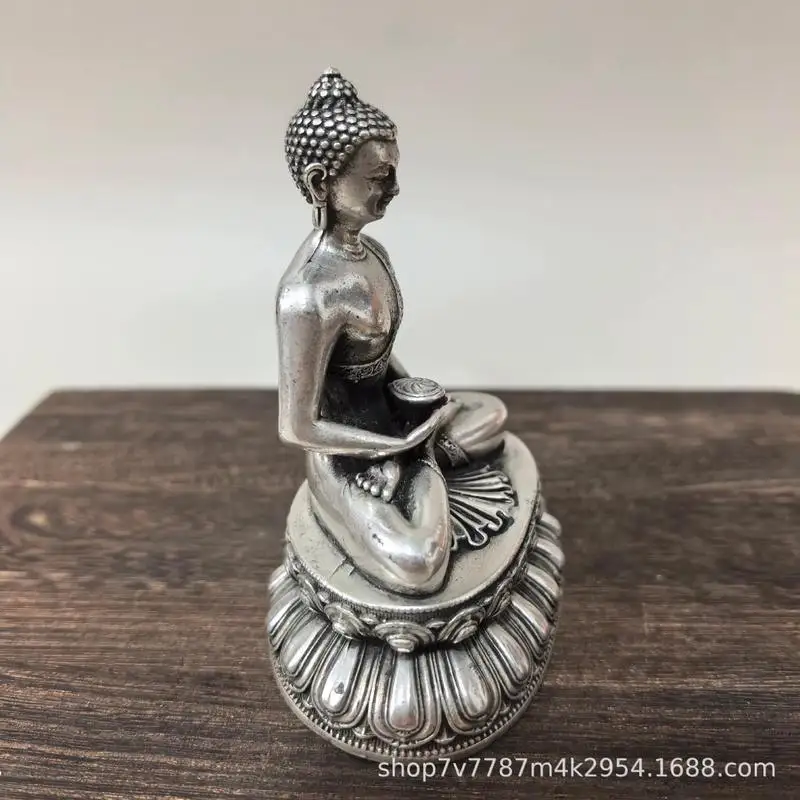 Antique Brass Craftwork, Silver-Plated Amitabha Buddha Home Decorative Ornament