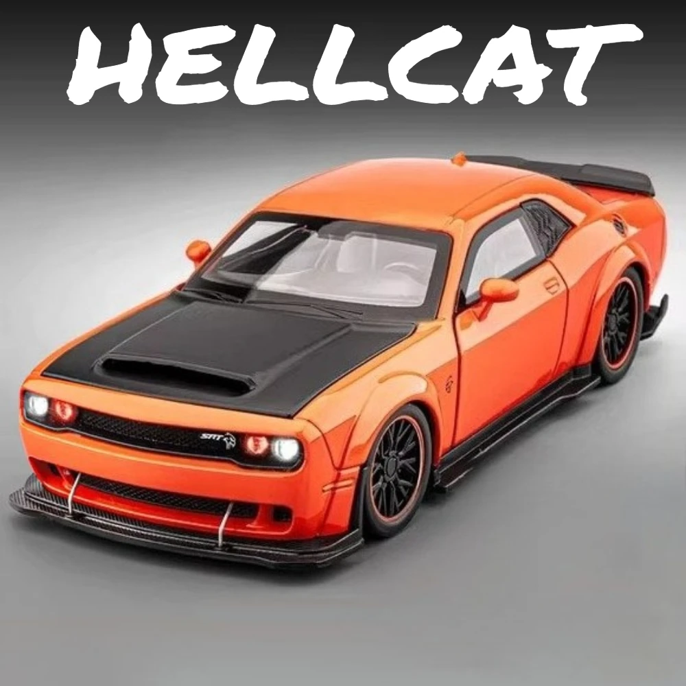 Maßstab 1:32 Challenger SRT Hellcat Modellauto Spielzeug Zurückziehen Sound Licht Legierung Diecast Polizeiautos Modelle Kinder Sammlung Geschenke