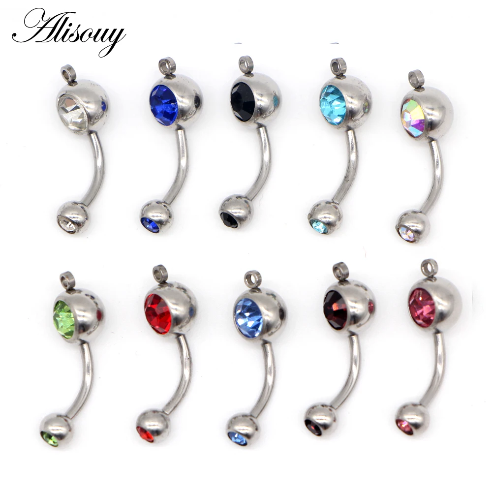 1 pc Piercing Navel Surgical Steel Single Crystal Rhinestone DIY Belly Button Rings Navel Piercing Ombligo 5/8mm Ball Nombril