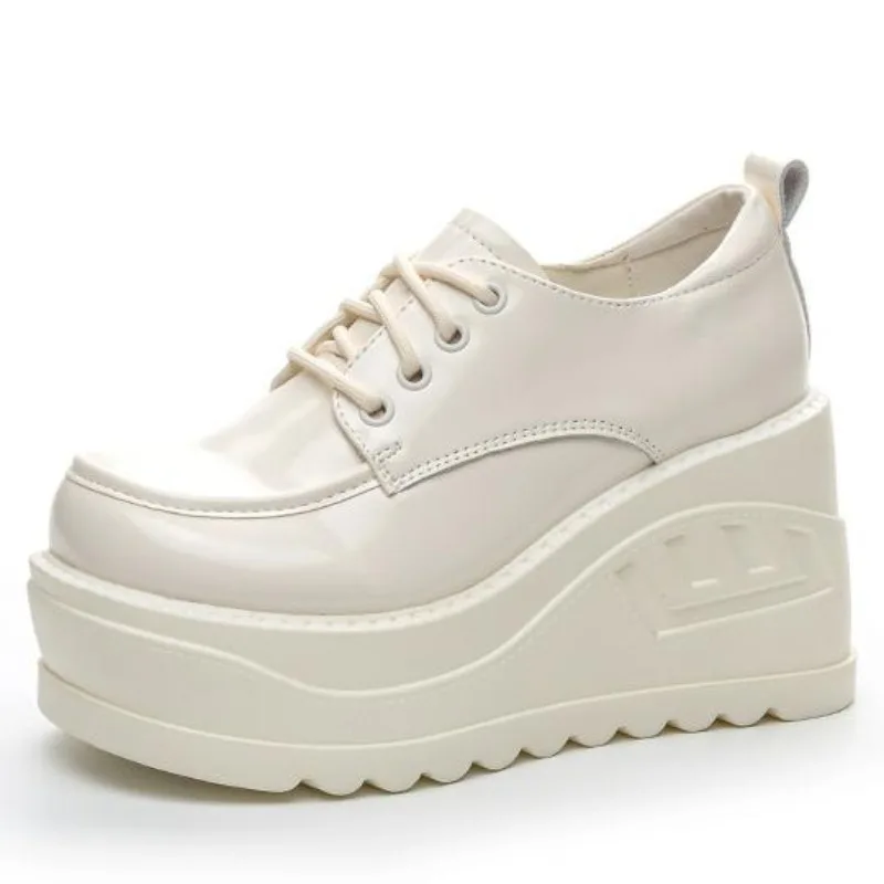 

Дышащие туфли-лодочки из лакированной натуральной кожи 10 см, повседневные туфли Мэри Джейн на танкетке и массивном каблуке, туфли-лодочки на шнуровке, ботильоны, обувь