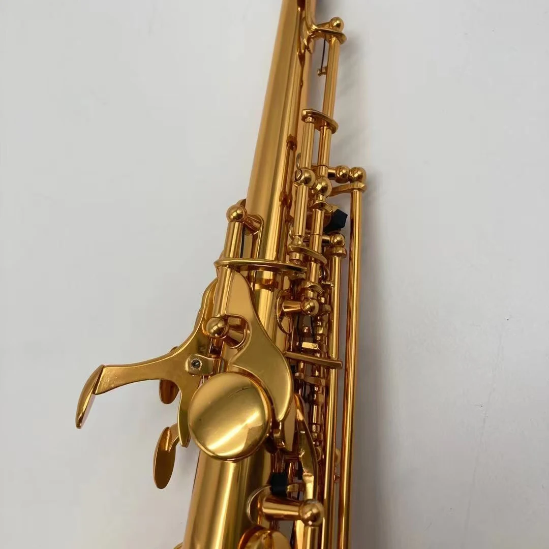 Factory Direct Sale Gold Lacquer Straight Soprano Saxophone Bb Tune with Exquisite Engraving Wholesale Price