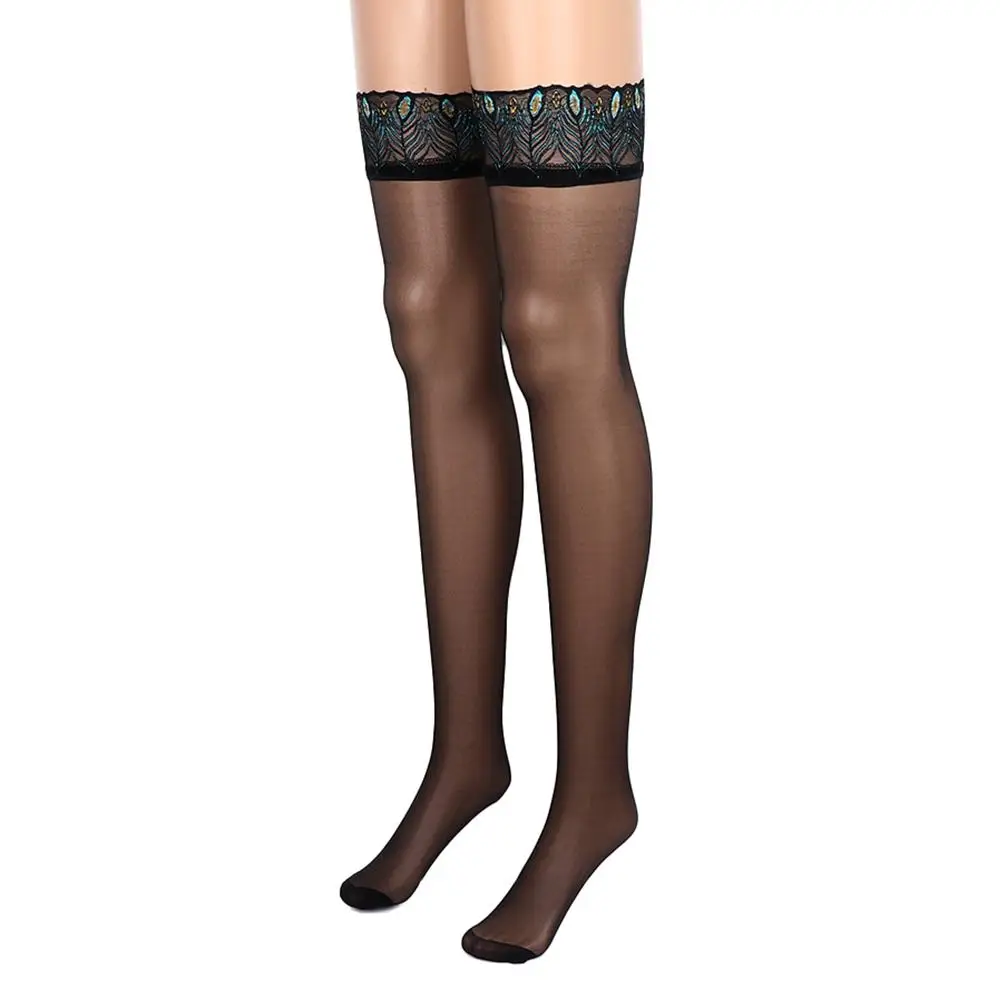 

Elastic Fashion Anti Slip for Women Ladies Leg Lingerie Striped Thigh Highs Peacock Feathers Stocking Over Knee Stockings