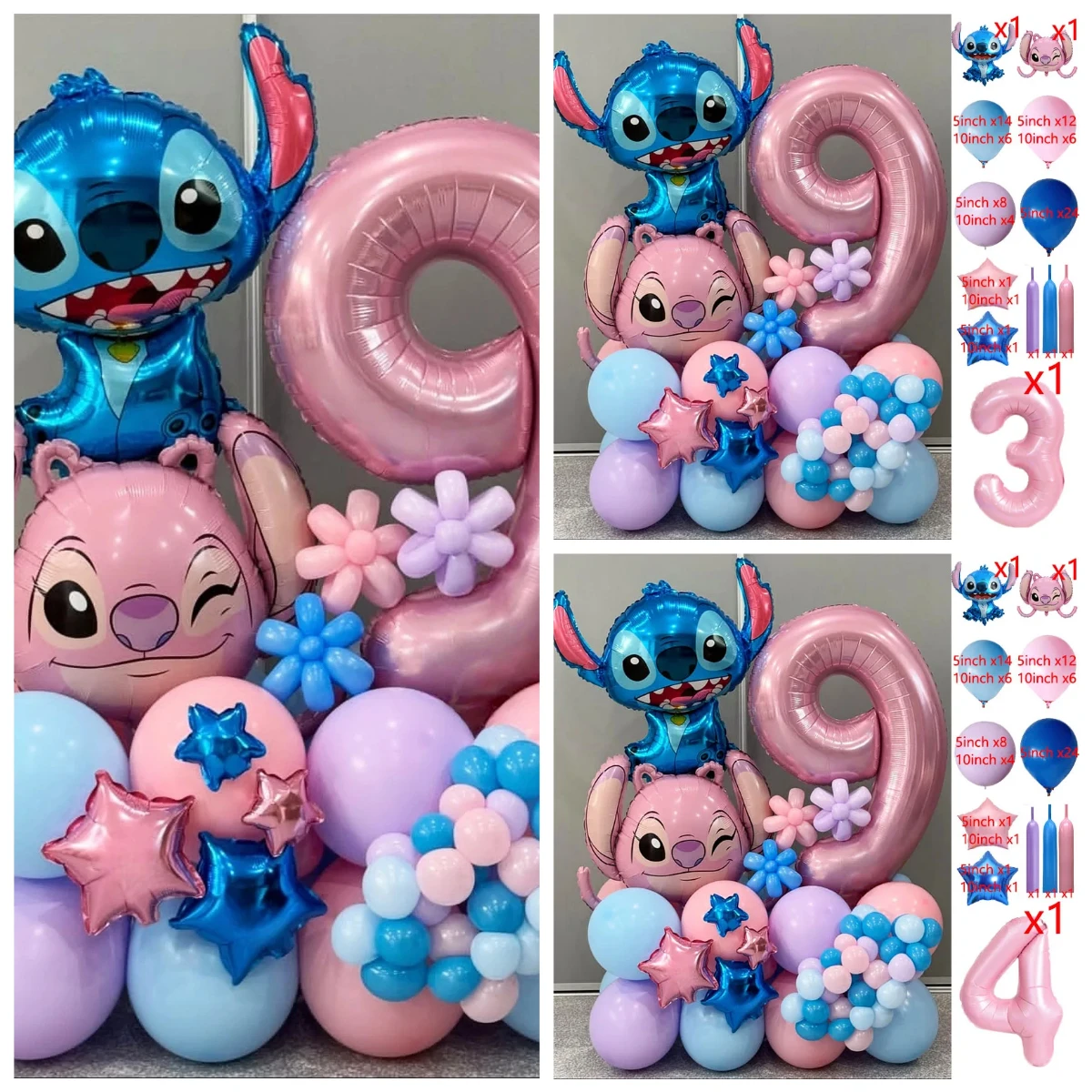 84 pièces Lilo & Stitch ballons de fête point Film d'aluminium ballon ensemble bébé douche fête d'anniversaire décorations enfants jouet cadeaux