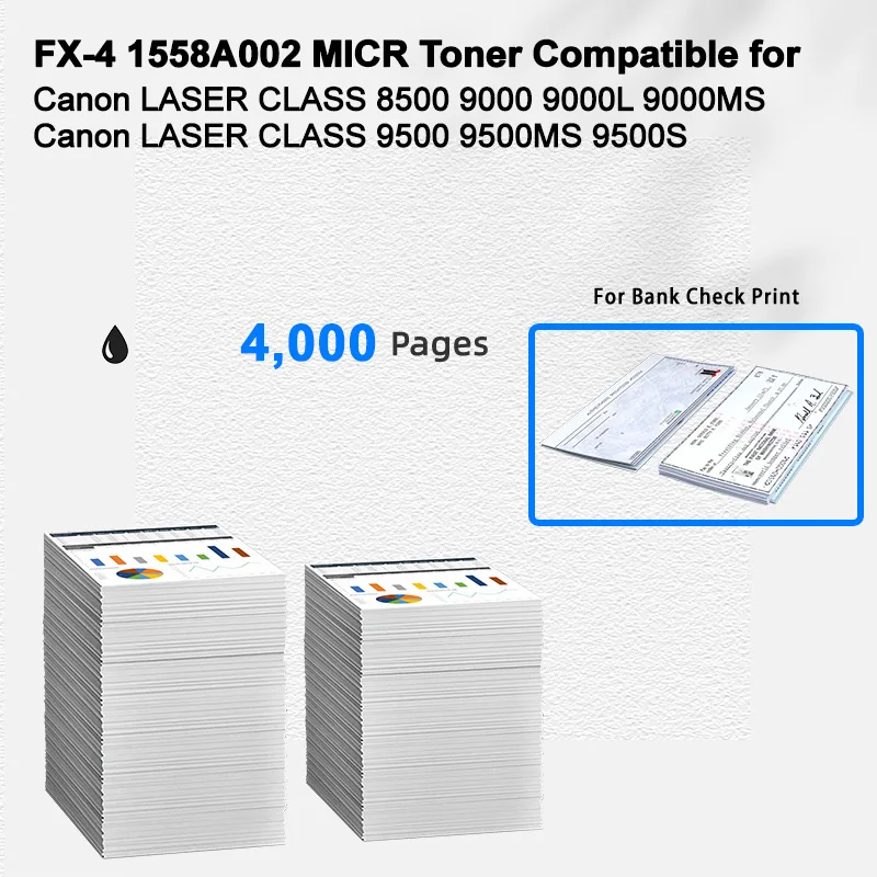 IBEST Compatible MICR Toner Cartridge Canon FX-4 FX4 1558A002 Compatible for Canon la ser CLASS 8500 9000 for Bank Check Printin
