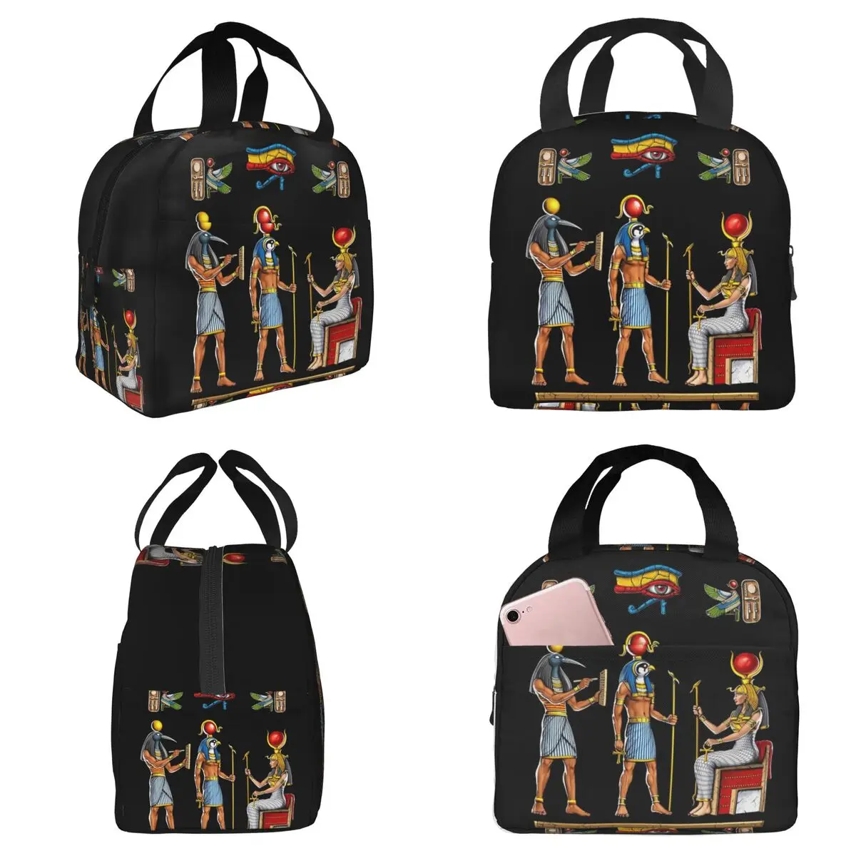 

Изолированная сумка для обеда с изображением египетских мифологических богов для детей, школьная термосумка для еды, портативный контейнер для обедов