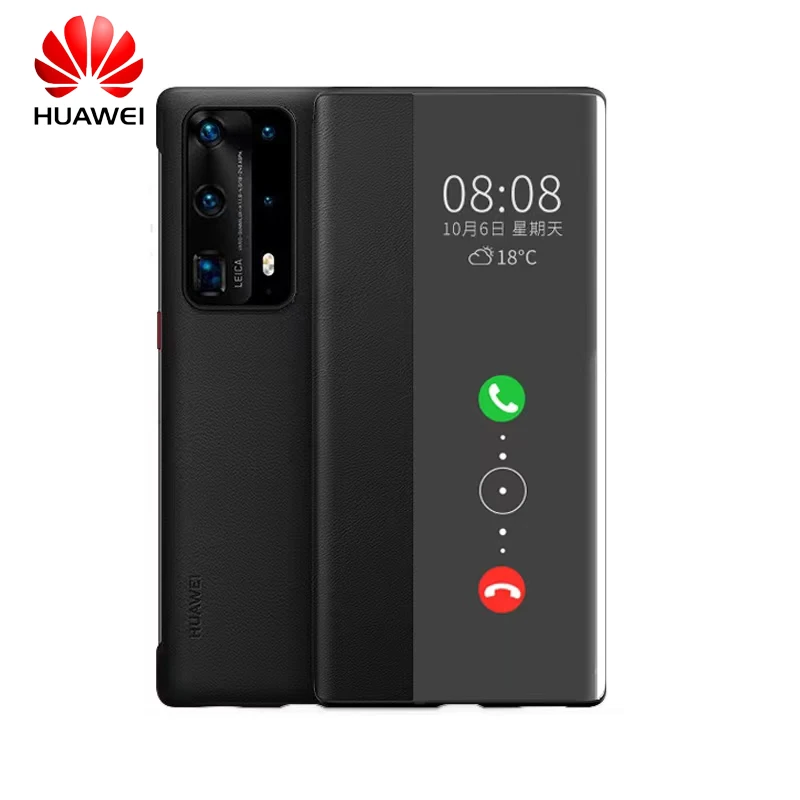 Original Huawei P40/P40 Pro P40 Pro+/Plus Smart View Call ID Leather Flip Case Cover Stand Full Back Protective Shell & Logo