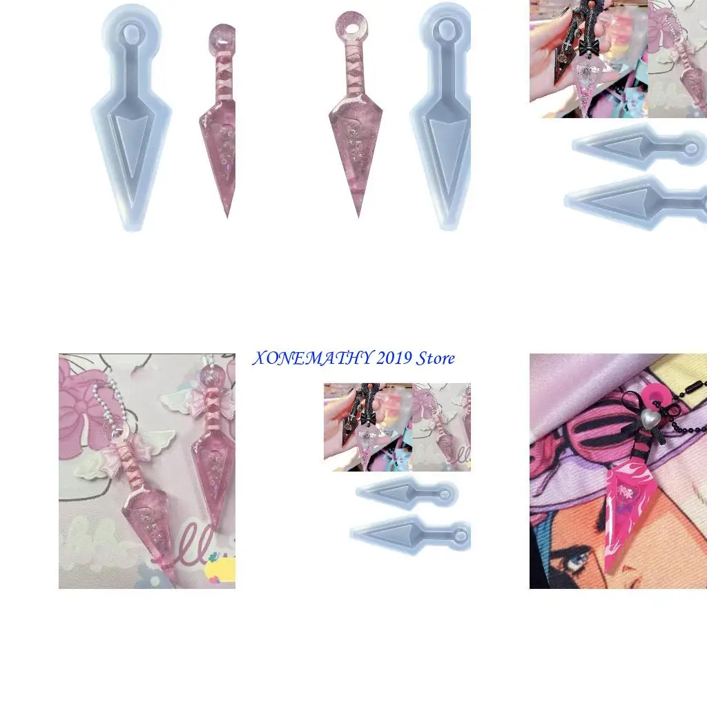 

F42F Silicone Epoxy Mold DIY Keychain Crafting Mould for Valentines Gift