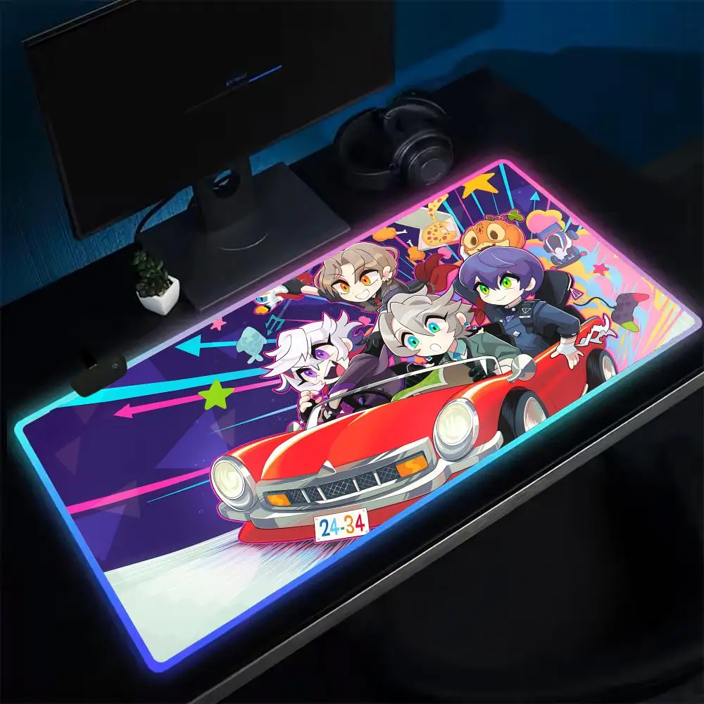 

Коврик для мыши Nijisanji, игровой коврик для мыши в стиле аниме, светодиодные настольные коврики с подсветкой, резиновые настольные коврики XXL RGB