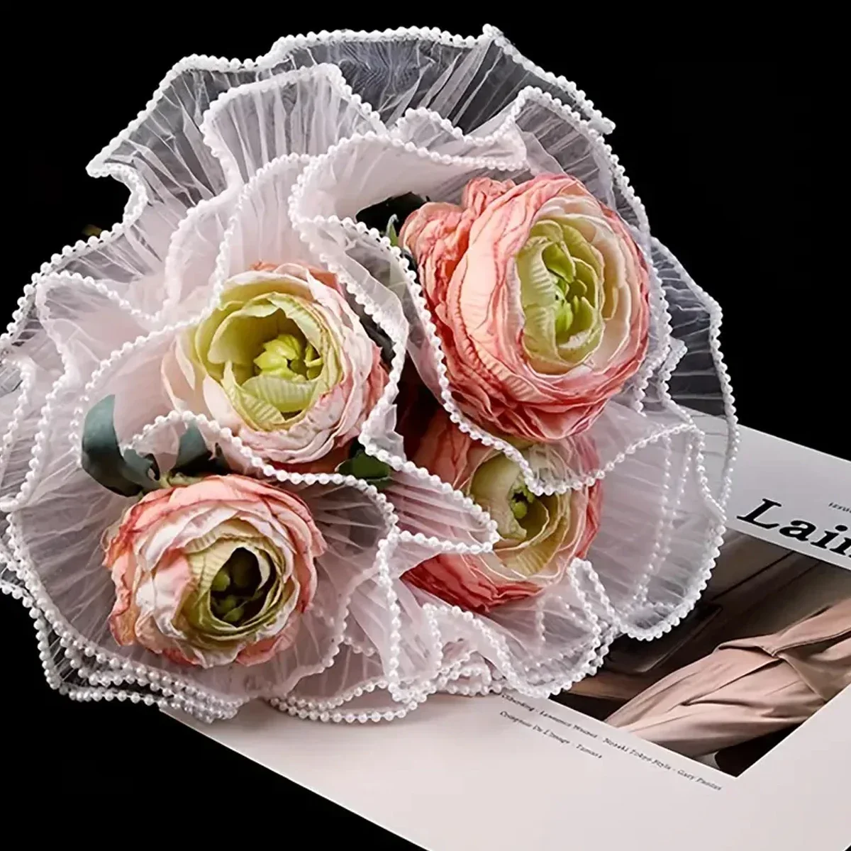 Pearl Gauze Wave Wave Net Packaging Bouquet Supplies Gift Packaging Decoration Valentine\'s Day Bouquet Suitable for Any Occasion