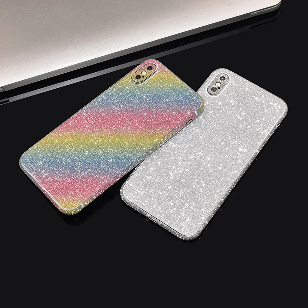 Hot Glitter Bling Stickers For iPhone 15 14 13 12 11 Pro Max Back Sticker For iPhone14 Plus XR XSMAX 13Mini Body Film