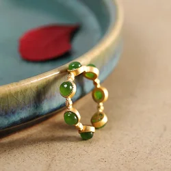 Green Jade Rings for Women Charms Jewelry Designer Lucky Talismans Gift Natural Adjustable Ring Gifts Gemstone Gemstones