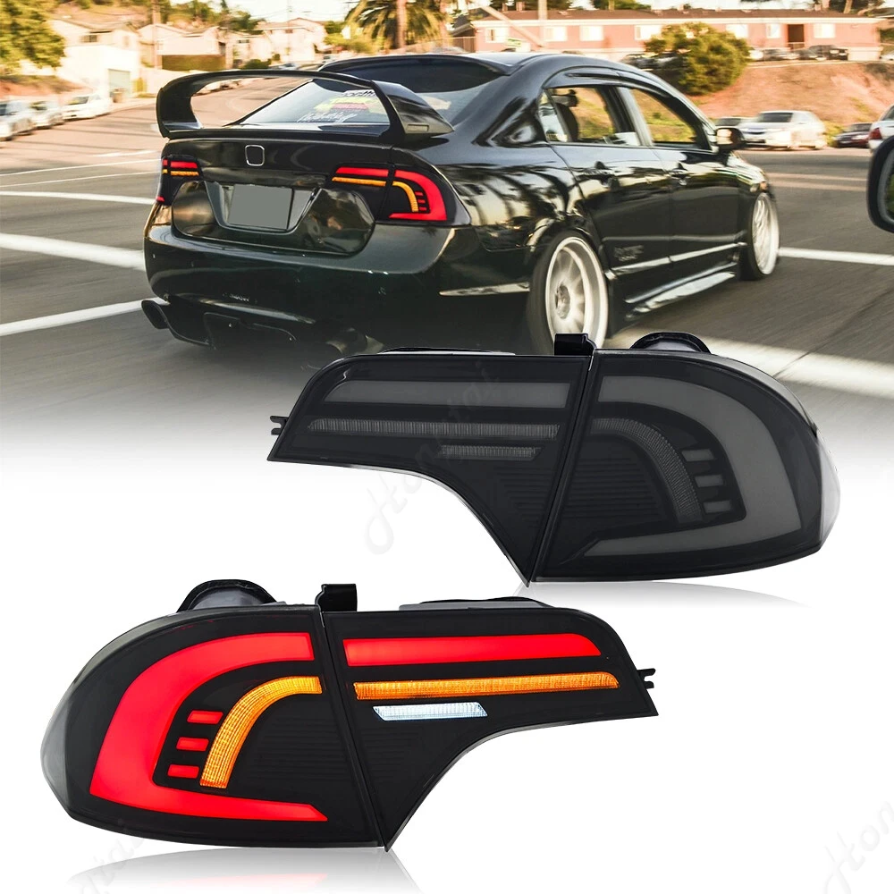 مجموعة مصابيح خلفية لهوندا سيفيك سيدان 4DR 2006 2007-2011 المصابيح الخلفية LED أضواء الخط الإجمالي أضواء الفرامل أضواء عكسية