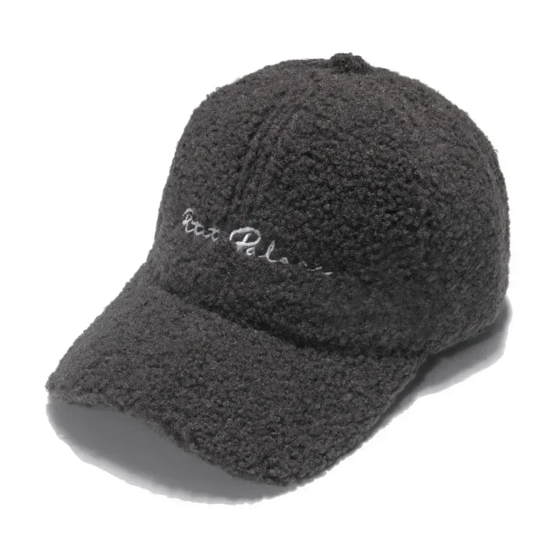 New Lamb Wool Hat for Women Autumn and Winter Korean Style Warm Sun Hat Plush Baseball Cap Winter Baseball Cap