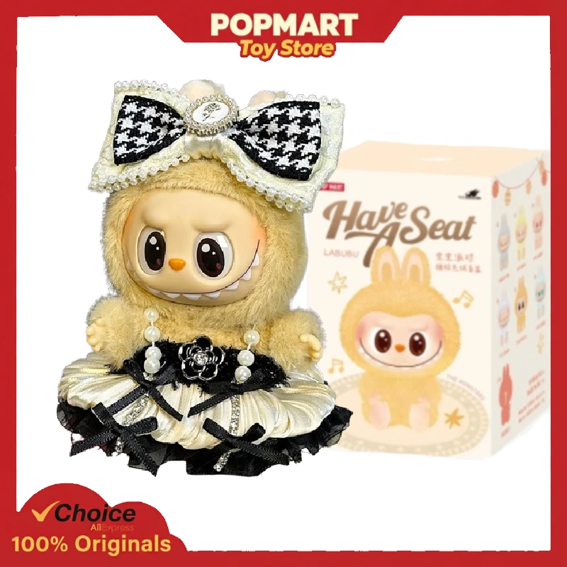 

POP MART LABUBU V2 Have a Seat, черный парижский наряд, аутентичный набор кукол, оригинальная виниловая фигурка, коллекционная игрушка в подарок