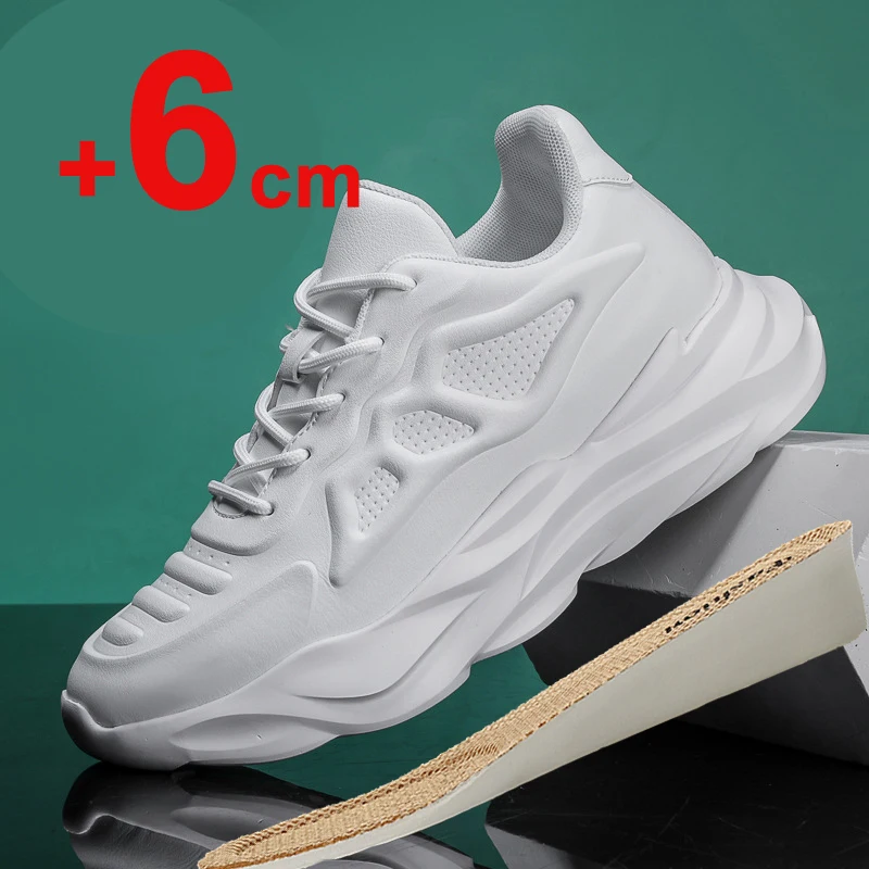 

Men's Elevator Shoes Men Sneakers Invisible Height Increasing Shoes For Men 8CM 6CM Inner Height Hidden Heels Insole Lift Shoes