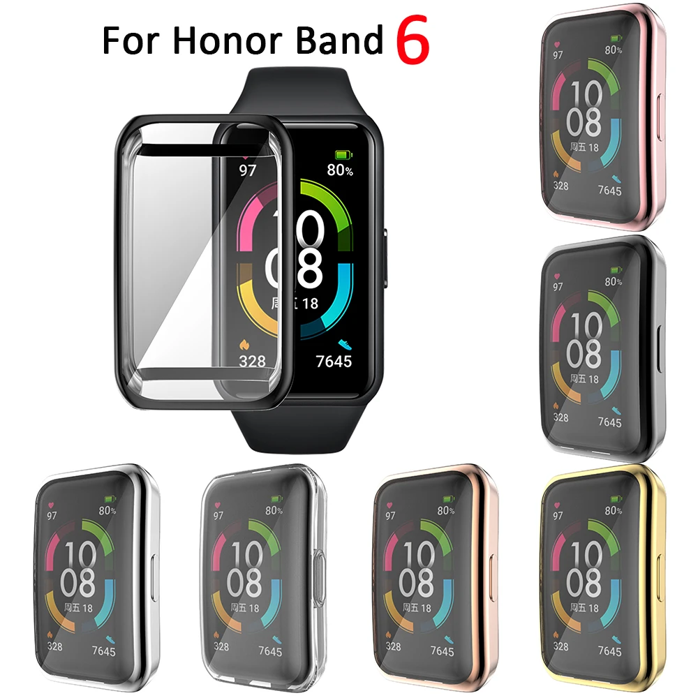 Plated TPU Full Screen Protector Case Protective Cover For Honor Band 6 Huawei Band 6
