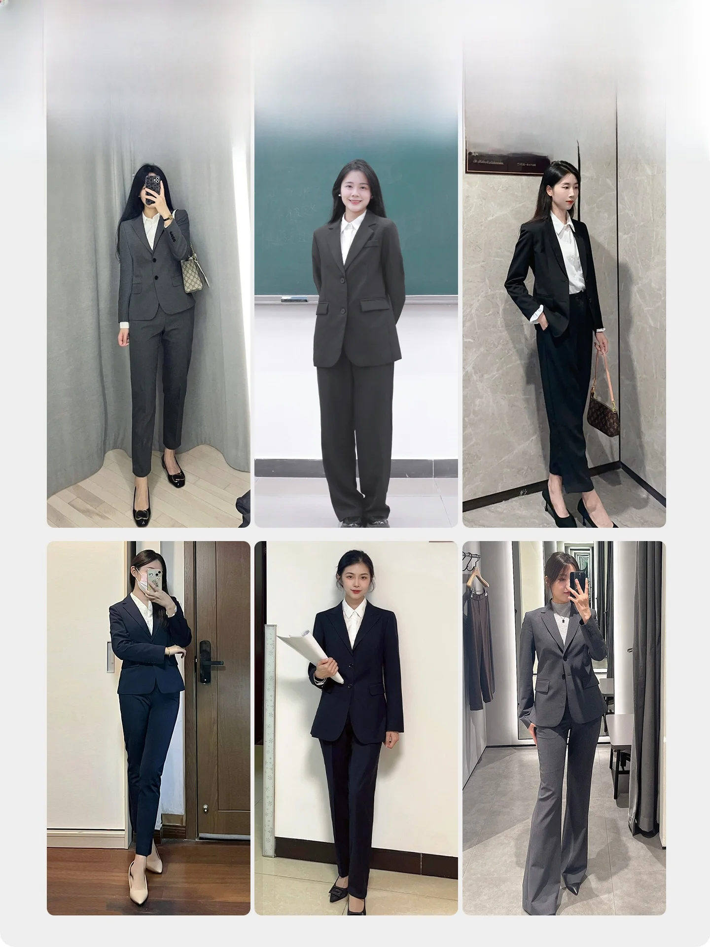 Damski garnitur dwuczęściowy, dwuguzikowy, profesjonalny strój do pracy, na rozmowę kwalifikacyjną, biznesowy, casualowy, do biura, modny, odporny na zagniecenia, z długim rękawem.