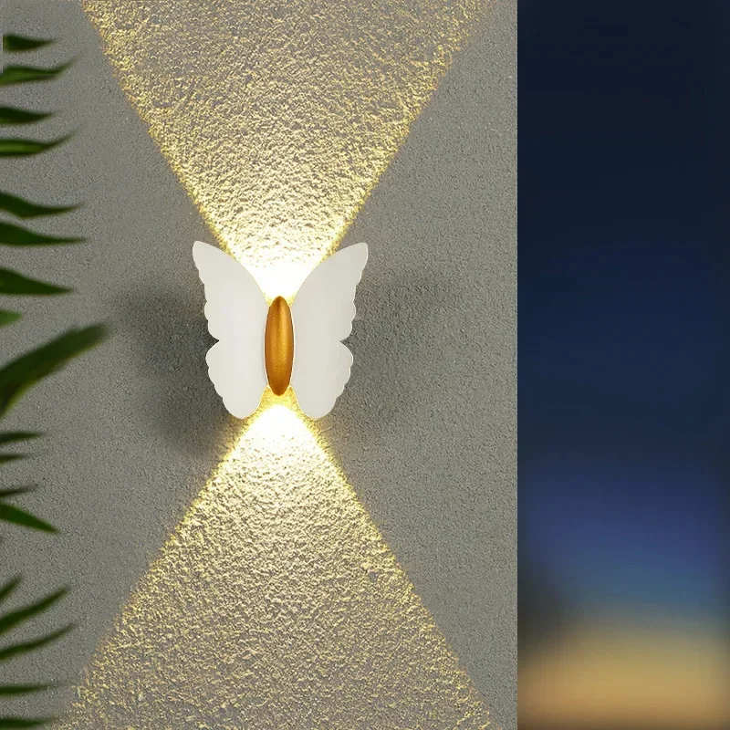 

Outdoor Garden Waterproof Wall Lamp Butterfly Wall Wash Light Simple Modern Room Decor Corridor Courtyard Balcony LED Lights