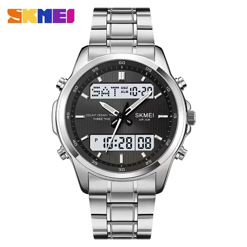 Skmei-Montre de sport rétro-4.2 pour homme, étanche, réveil, 3 heures, compte à rebours, montres-bracelets numériques, 2049