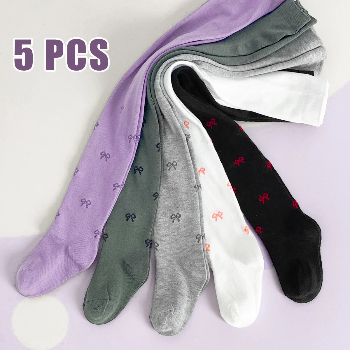 5 PCS Mid-Thickness Plain Baby Toddler Leggings Socks – Children Girl Kid Tights for Casual, School & Layering