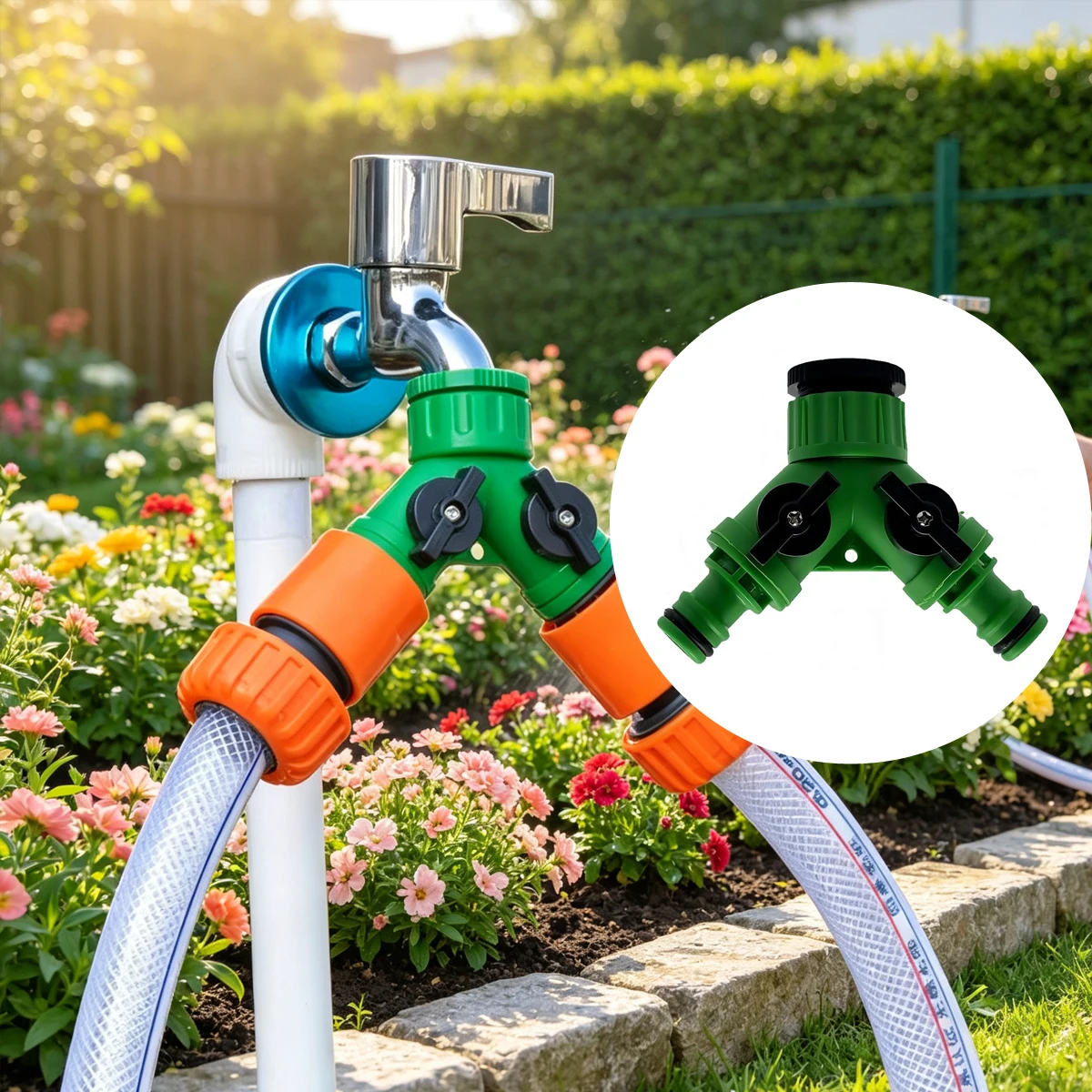 Two-way Garden Water Pipe Joint Adapter Cure Pvc Valves Quick Connector Hose Coupling Watering Quick-connect Irrigation Fitting