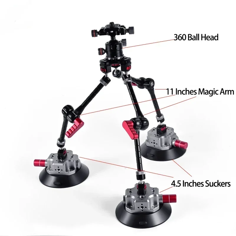 Customized design adjustable photography stabilizer ball head tripod car suction cup