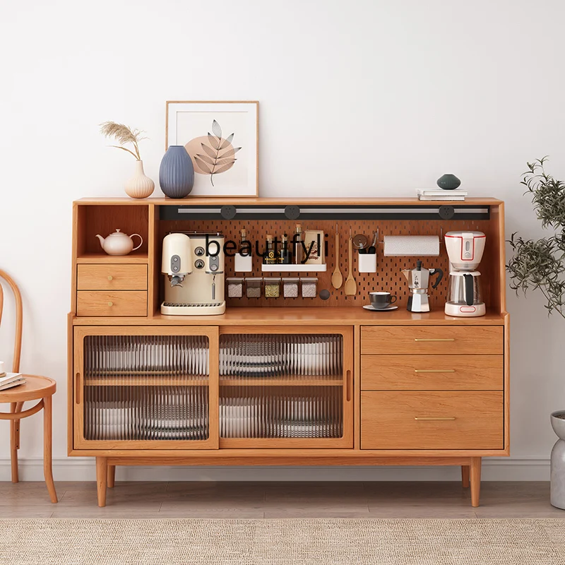 Nordic Side Tea and Wine Cabinet Living Room Display  Wire-Wrap Board Cupboard Multi-Functional Coffee Machine Entrance Cabinet