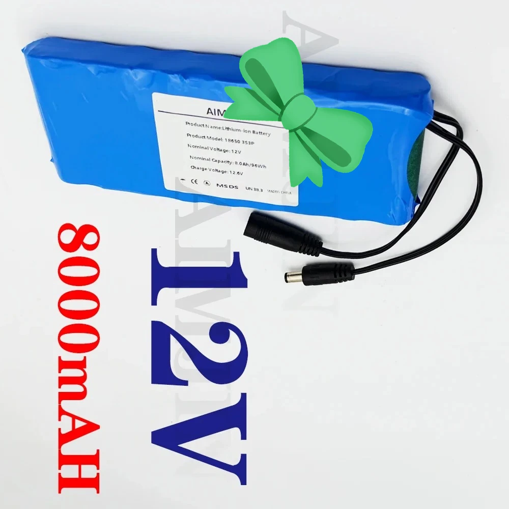 

Перезаряжаемая батарея большой емкости постоянного тока 12,6 В с BMS, литий-ионный аккумулятор 12 В 8 Ач 3S3P 18650 12 В 8000 мАч