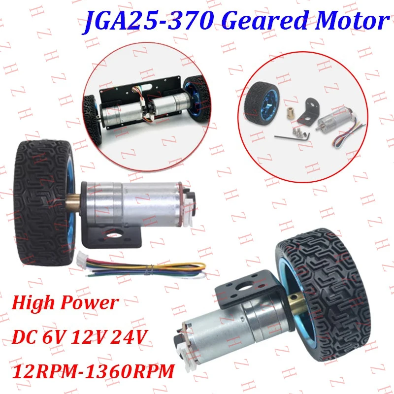 

U+ Geared Motor DC 6V 12V 24V With Encoder Tires High Torque Reversible 12-1360RPM【Wholesale private message sellers】