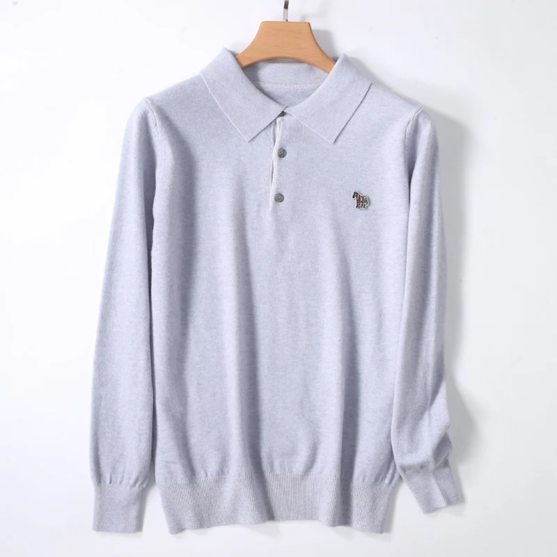 Pull en Cachemire Solide pour Homme, Polo, Automne et Hiver