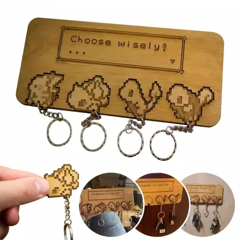 Pokemon Anime Pikachu Wooden Key Hook Cartoon Charmander Home Decoration Keychain Party Supplies Gadgets Creative Toys view 2