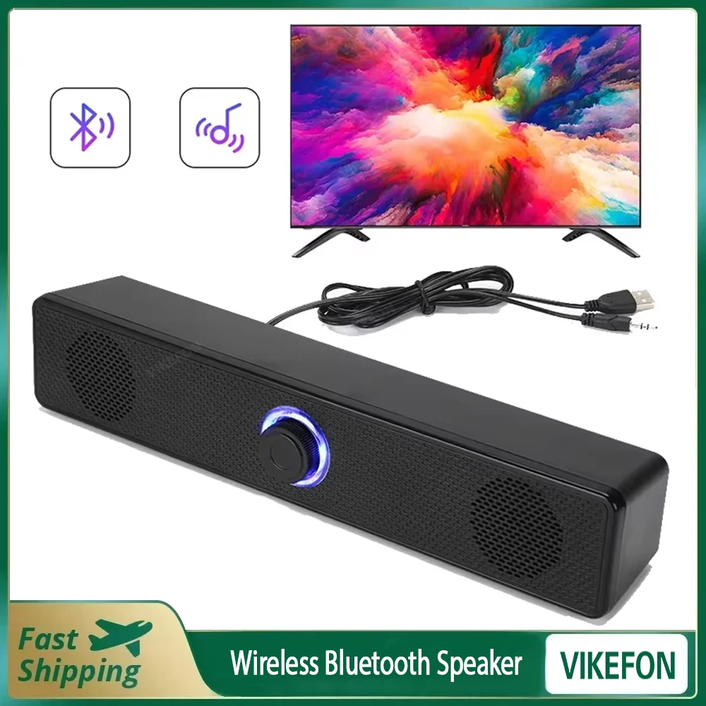 PC Soundbar Wired and Wireless Bluetooth Speaker USB Powered Soundbar for TV Pc Laptop Gaming Home Theater Surround Audio System