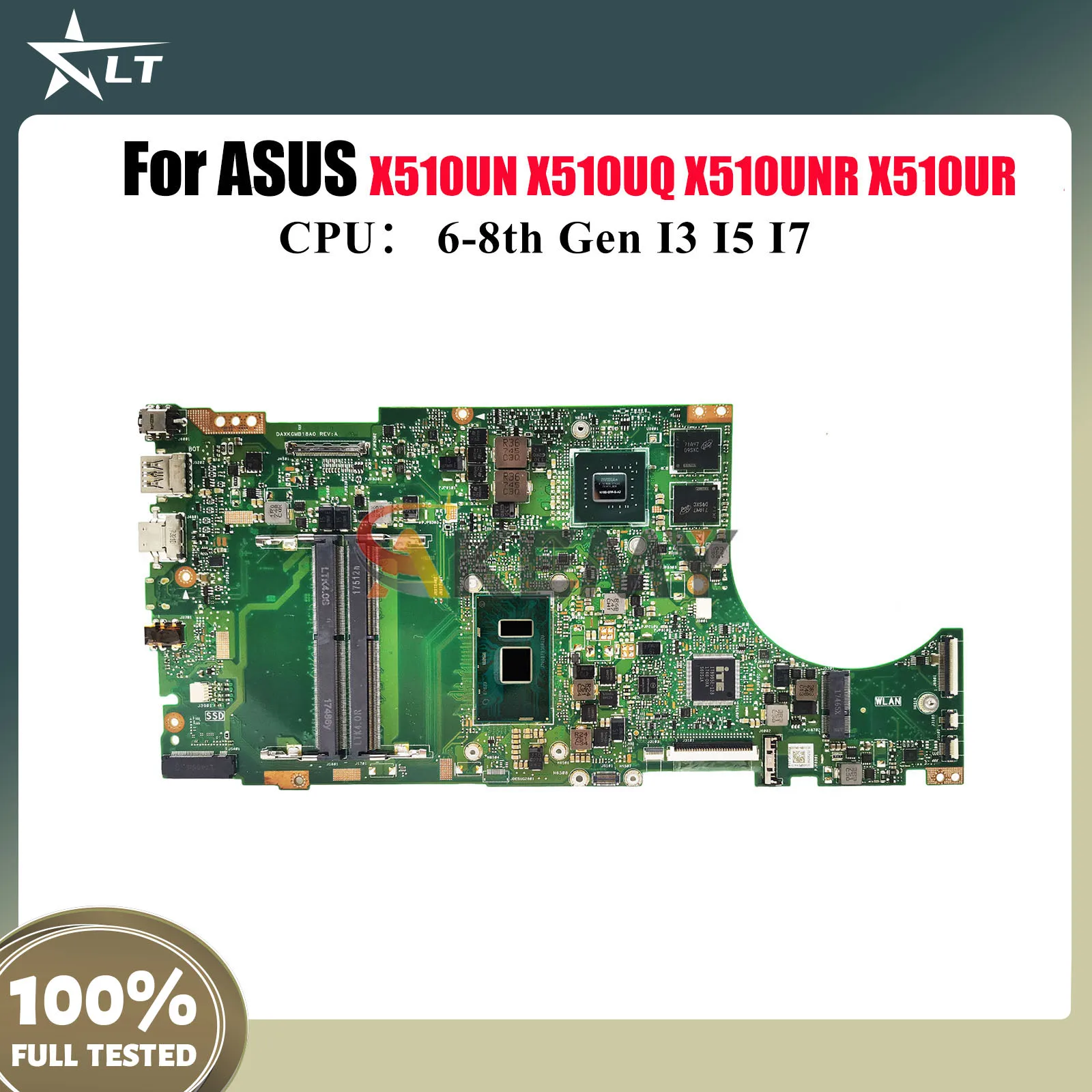 

X510UN Laptop Motherboard For ASUS X510UNO X510U S5100U X510URR X510UQR X510UNR X510UR X510UQ S510U A510U Mainboard I3 I5 I7 CPU