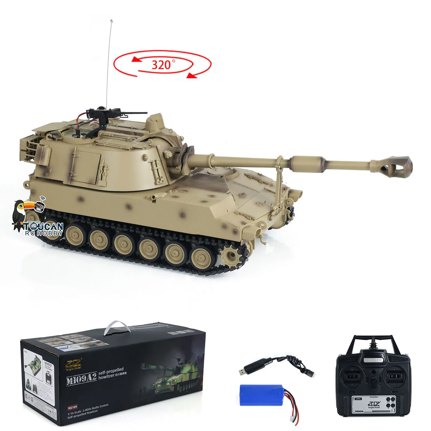 Toys 1/16 Tongde RC Tank M109A2 Self-propelled RTR Howitzer RTR Infrared BB Barrel Recoil Remote Control Panzer Vehicle TH24239