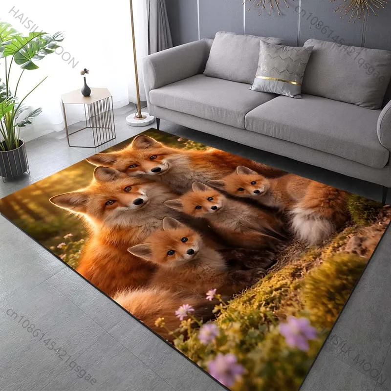 

Ковер с изображением семьи лисов в лесу, несколько размеров, для гостиной, спальни, дивана, домашнего декора, нескользящий напольный коврик, роскошный подарок