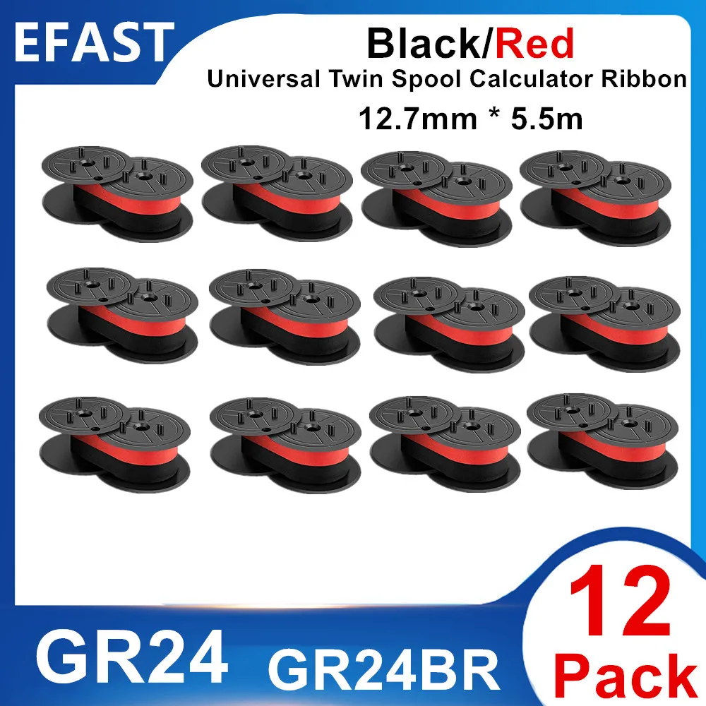 12PK Compatible Ribbon GR24 BR Sharp El 1197piii Calculator Spool to Nukote BR80c 11216, Sharp El 1197 P III Dataproducts R3027