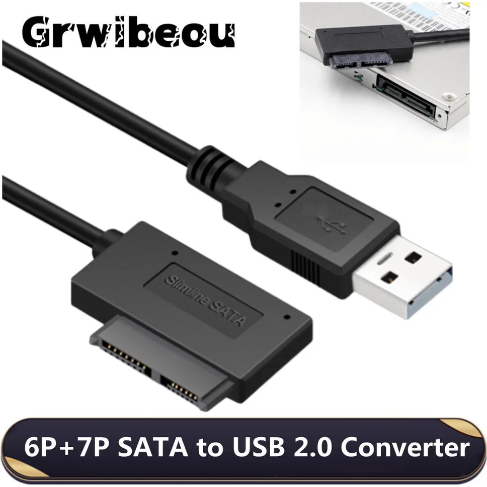 USB to Mini Sata II Adapter Converter Cable 7 + 6 13Pin For Laptop CD/DVD ROM Slimline Drive Data Cord Notebook Adapter Cable