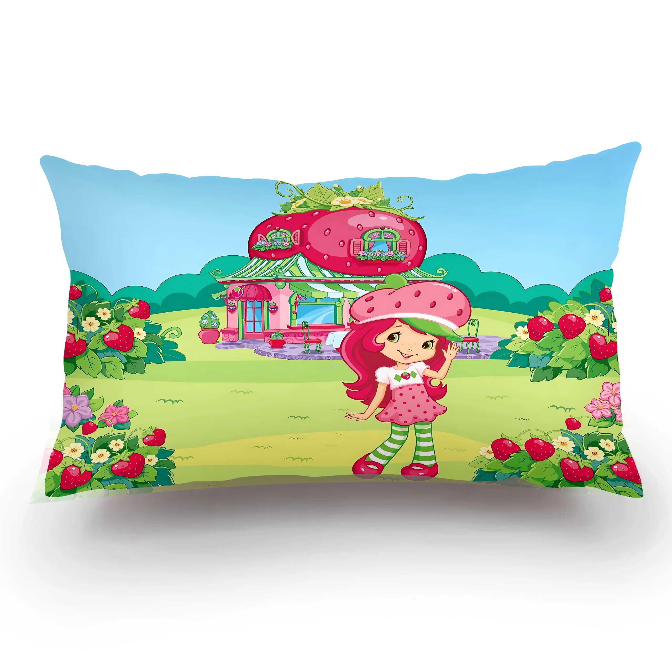 Double-sided Printing Rectangle Pillow Anime Strawberry Shortcake Case Bedside Pillow Sofa Cushion Cover Room Home Decoration