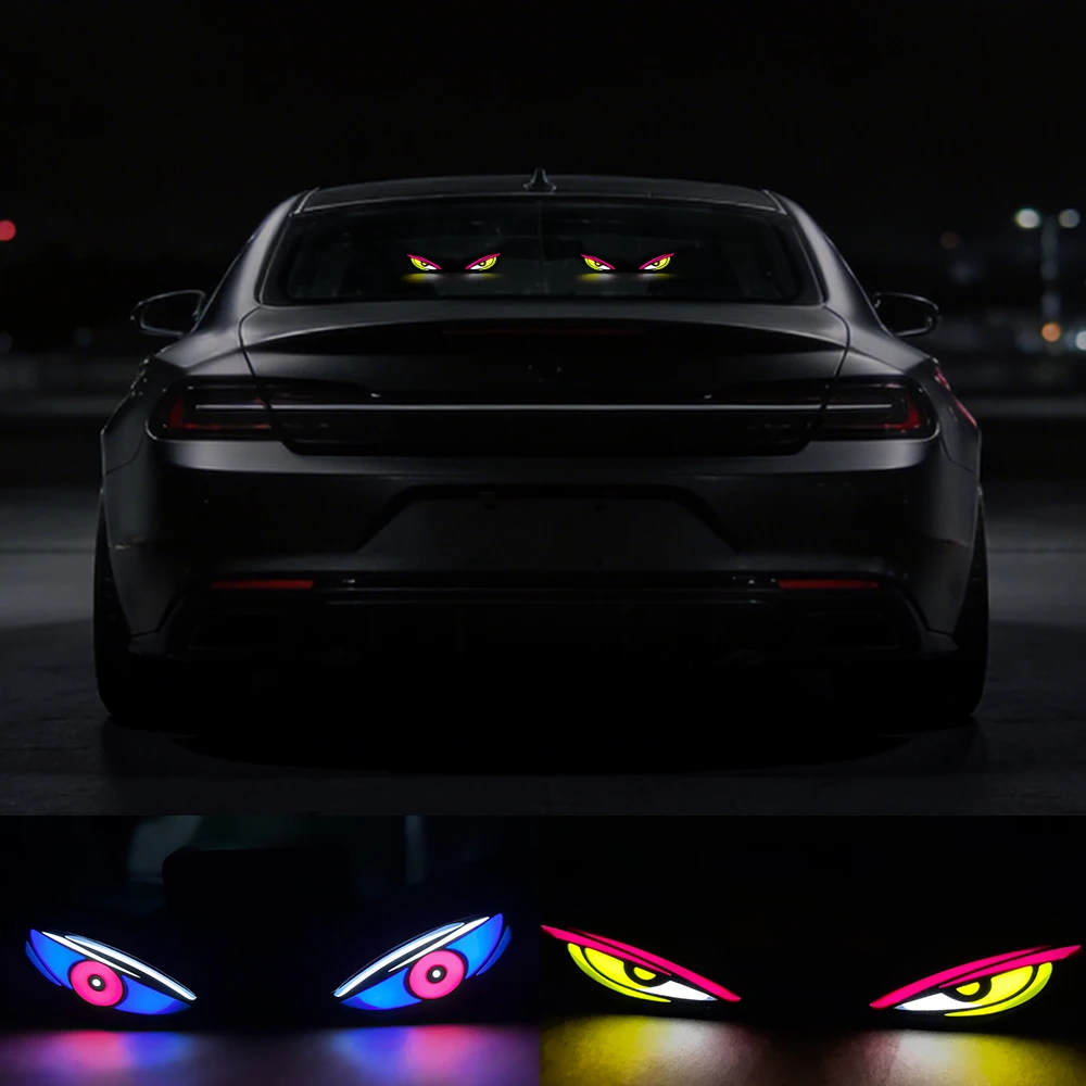 

Dynamic Solar LED Devil Eyes for Car Rear Windshield Window LED Warning Ambient Lights Driving Flashing Signal with Suction Cup