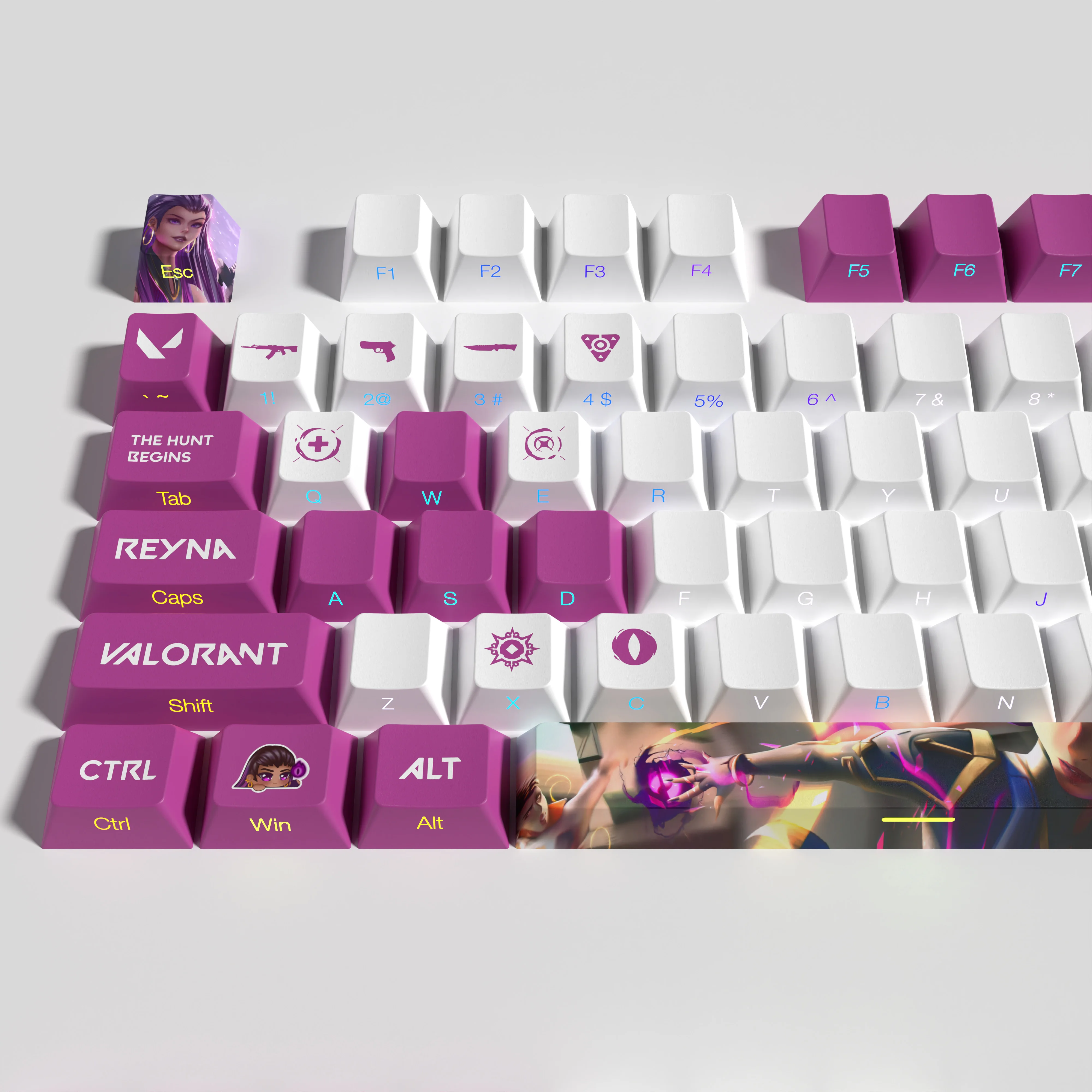 Reyna keycaps VALORANT full set cherry Profile Transparent Side Print Letter PBT dye sub keycaps game keycaps