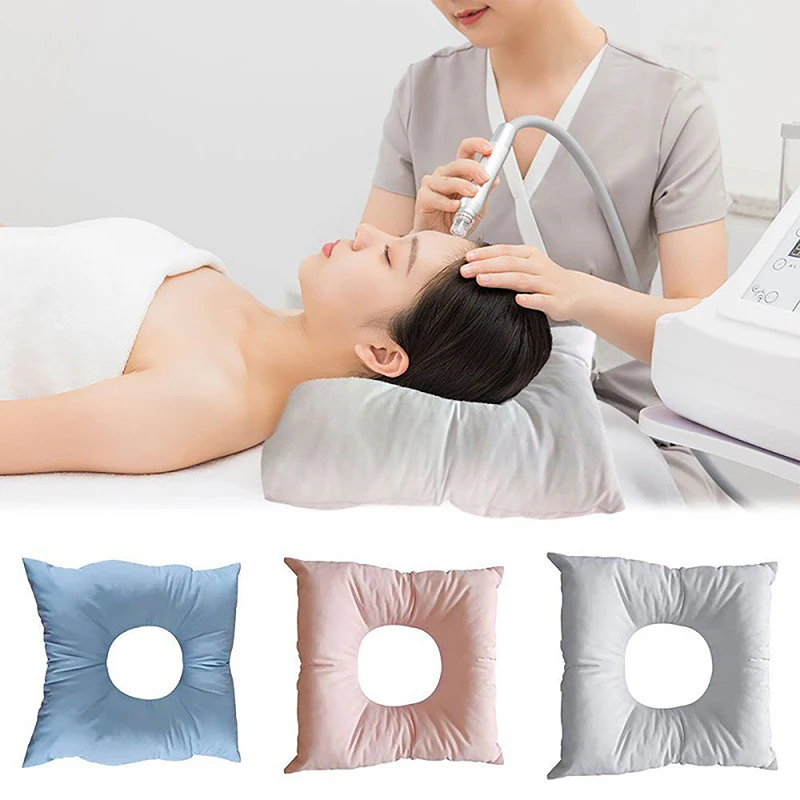 1PC Massage Pillow Face Down With Hole Square Back Neck Rest SPA Bed Table Cushion Washable Reusable Soft Cotton Pad