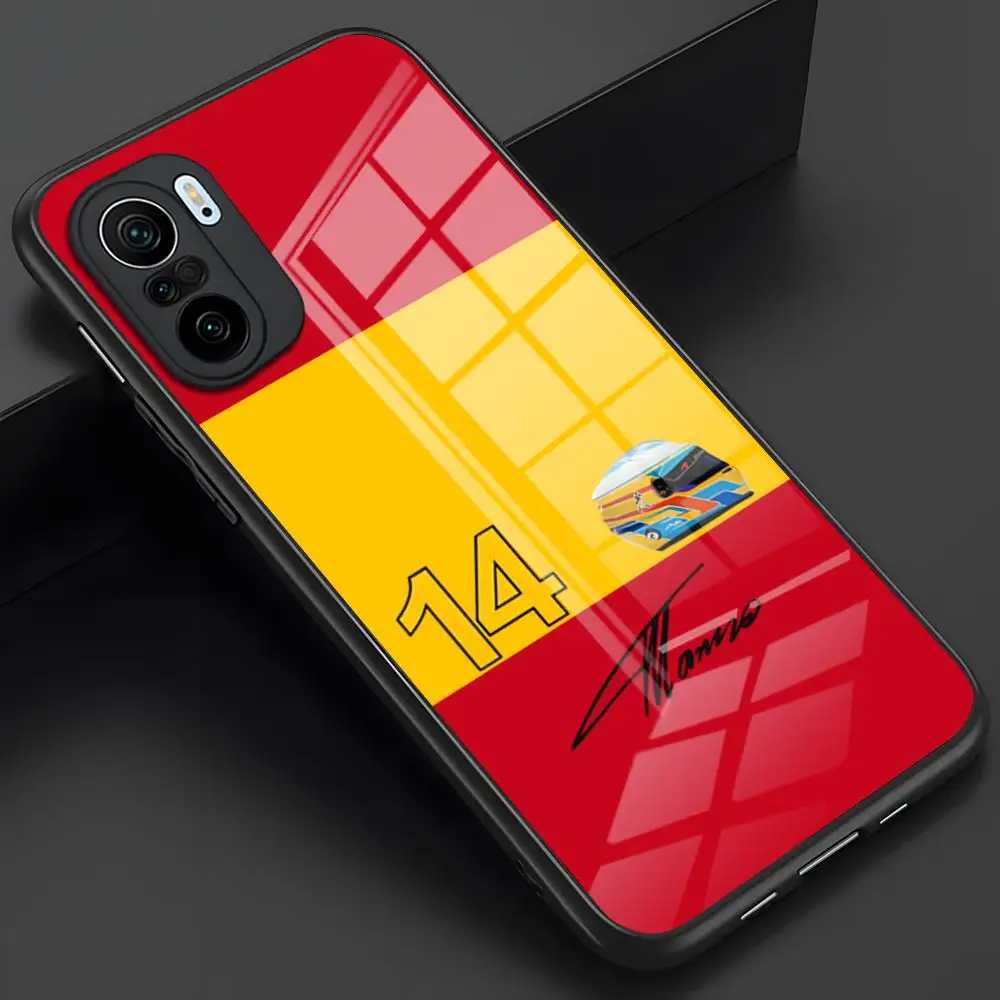 Custodia per telefono F1 Racing Fernando Alonso 14 per Xiaomi 13 10 10T 11i 11T Redmi Note 8 9 11 11S Pro Poco M4 X3 F3 Glass Design Cover