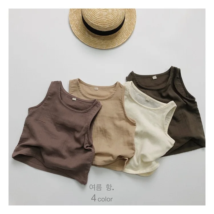Cotton Korean Series~Summer New Korean  Children's Lightweight Breathable Tank Top  Casual Versatile Sleeveless Tank Top