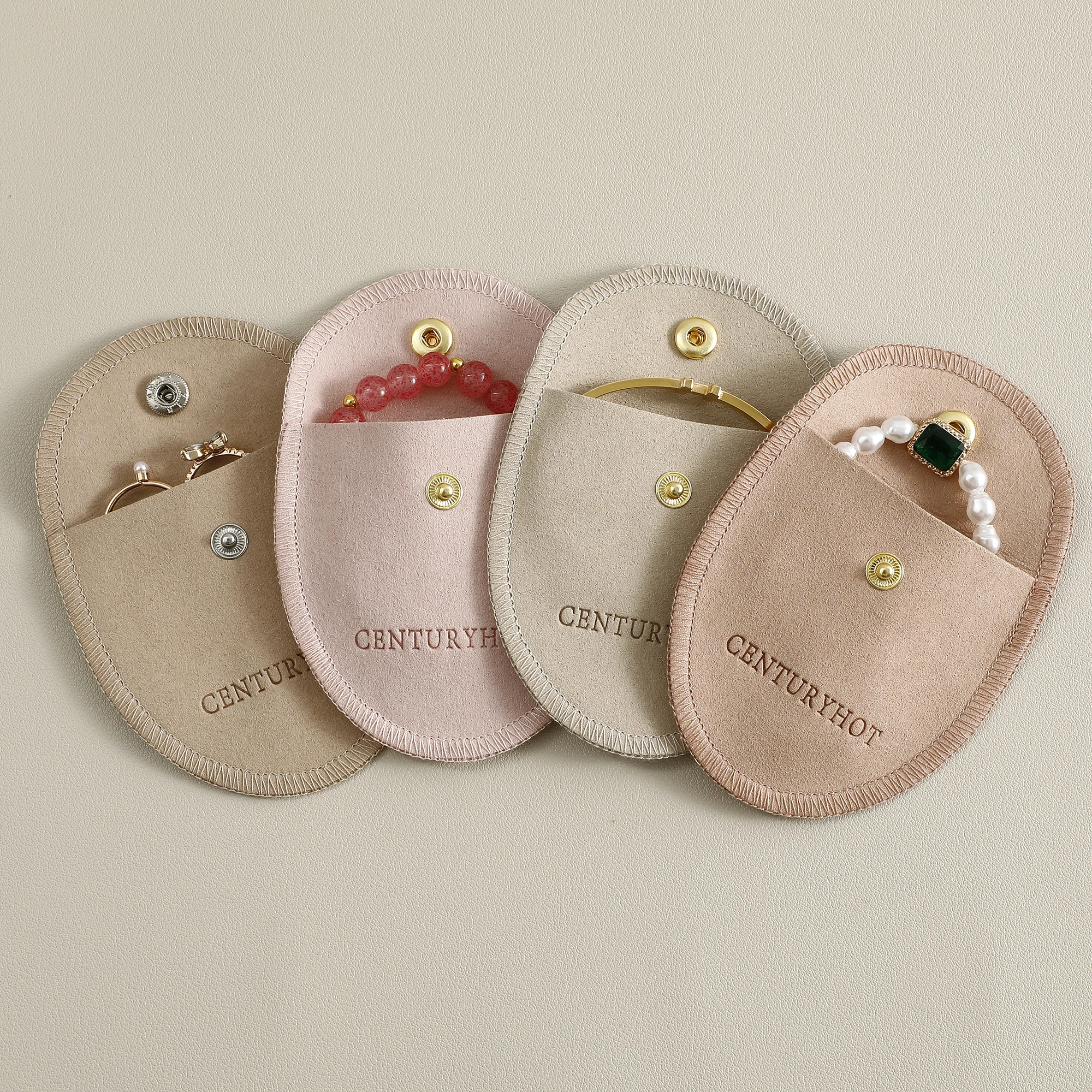 Microfiber pouches for personalized jewelry, 8cm snap pocket with your logo, ring pouch, earring pouch, necklace pouch